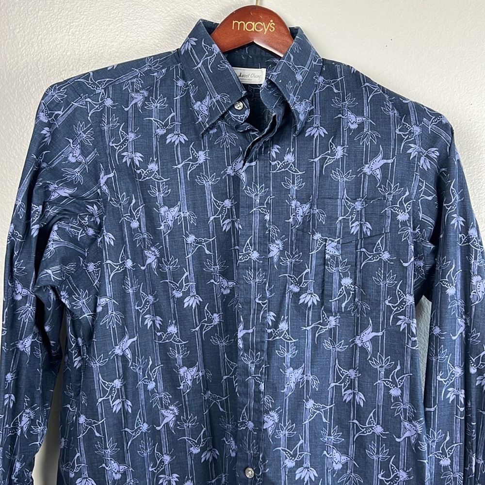 Ascot Chang "Bamboo and Bird" Custom Made dress shirt (see size in desc)